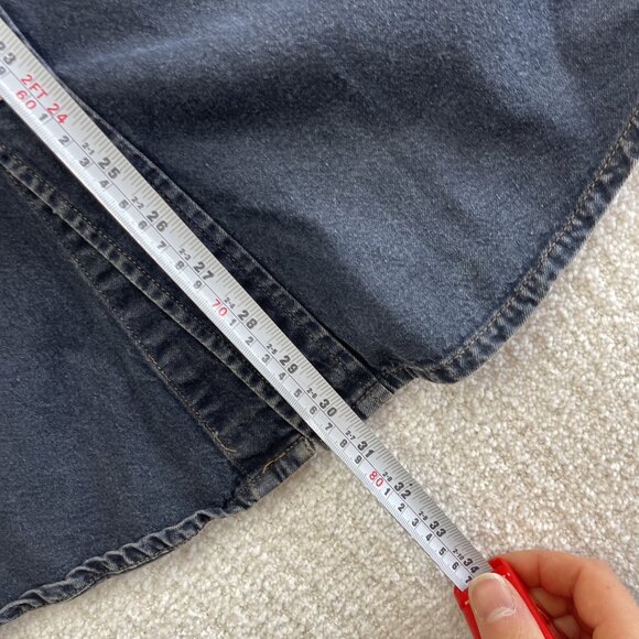 VTG Denim Shirt Jacket Men's S Western Style Dark Blue Jean Vintage Pearl Snap - Picture 10 of 15